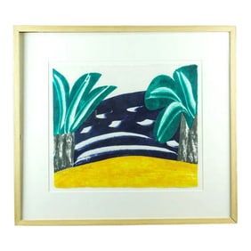 1970s Original Signed Carol Summers "Palm Beach" Woodcut, Framed