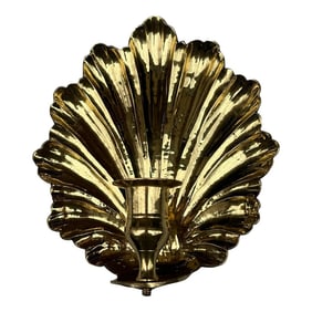 1970s Brass Italian Leaf Candle Wall Sconce