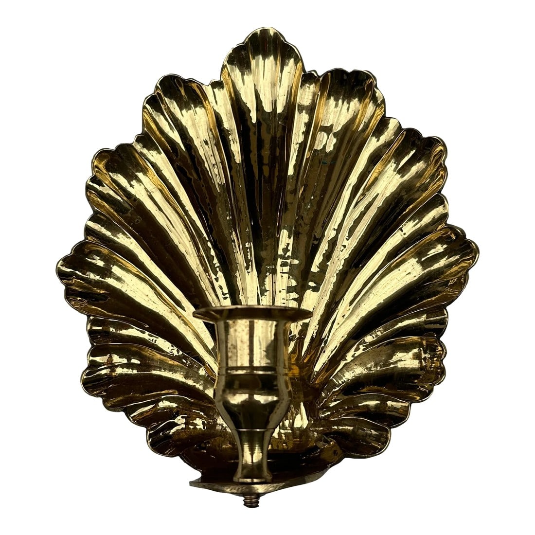 1970s Brass Italian Leaf Candle Wall Sconce (1 of 7)