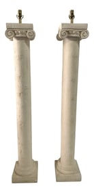 1980s Column Plaster Floor Lamps - a Pair