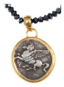 Antique Pegasus & Athena Silver Stater Pendant