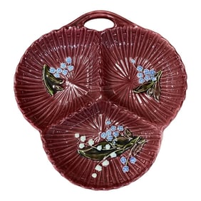 Mid 20th Century Crimson Majolica Platter
