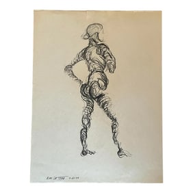Vintage Boho Original Signed Sketch of Nude