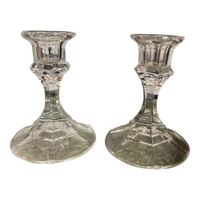1970s Pair of Small Glass Candlestick Holders