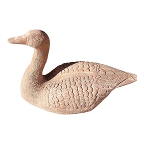 Vintage Clay Goose Statue
