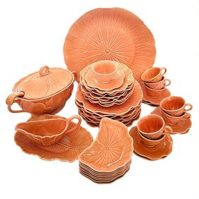 Vintage Peach "Lotus" Dinnerware Set of 45 by Metlox