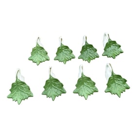 1970s Ceramic Leaf Napkin Rings- Set of 8