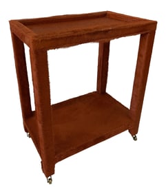 Orange Pony Hide Clad Rolling Side Table