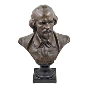 Early 20th Century Austrian Bronze Bust of Shakespeare by Hans Muller
