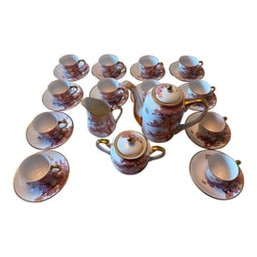 Vintage Handpainted Coffee Service Set for 12 - Featuring Gilded Cherry Blossoms by Soko China