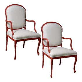 Faux Bois Painted Upholstered Chairs