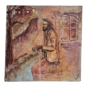 Judaica Ritual Hand Washing Oil Painting - Man by Stream