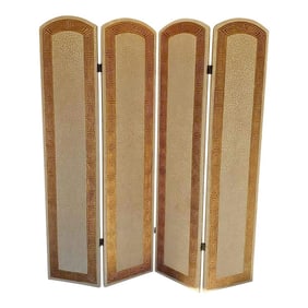 1970s Large Wooden Gold Greek Key Screen