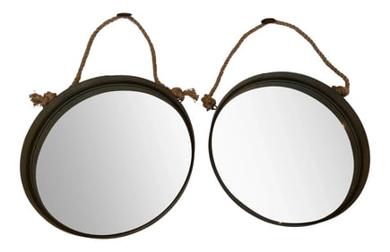 Campaign Style Round Mirrors- a Pair