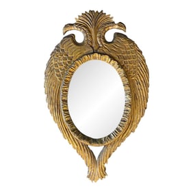French Neoclassical Carved Giltwood Double Headed Eagle Mirror With Wings