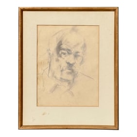 Vintage Boho Abstract Drawing on Man on Paper