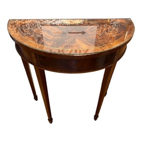 1970s Demilune Glass Top Side Table