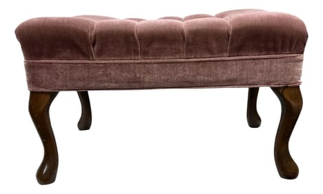 Tufted Dusty Rose Pink Velvet Ottoman