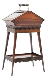 Antique Edwardian Display Stand With Carved Detail and Inlay