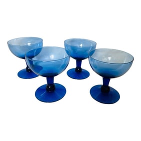Royal Blue Champagne Coupe Glasses-Set of 4