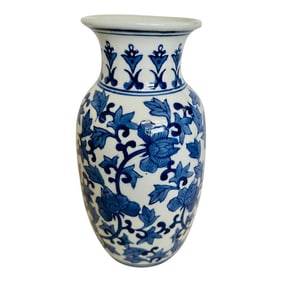 Chinese Blue & White Floral Vase