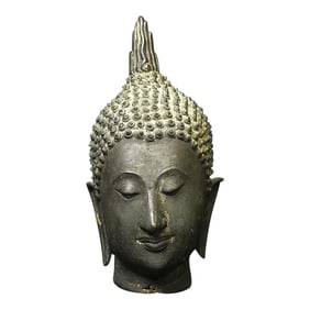 Antique Bronze Sukhothai Walking Buddha Head