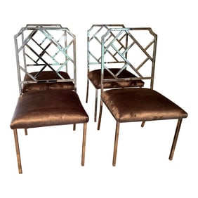 1970s Milo Baughman for Dia Chrome Chippendale Dining Chairs - Set of 4