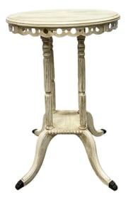 Vintage Hand Painted Side Drink Table With Scalloped and Pierced Apron and Claw Feet