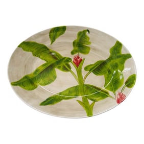 Tropical Banana Leaf Platter Set W/Leaf Horderve Plates