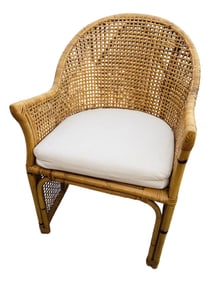Vintage Coastal Woven Rattan Barrel Dinning Chair