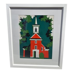 Signed Serigraph by Betsy Bates "Old Swedes Church" Pencil Numbered