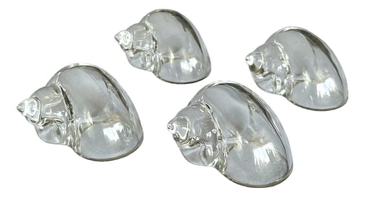Set of 4 Vintage Lucite Nautilus Conch Seashell Napkin Rings
