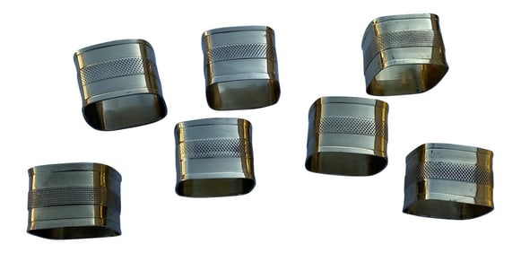 1970s Brass Napkin Ring Holders - Collection of 7