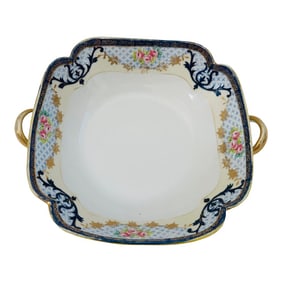 Hand Painted Nippon "Morimura Brothers" Blue & Gold Trim Serving Bowl