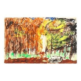 Original Signed Justin McCarthy "Untitled" Forest Painting