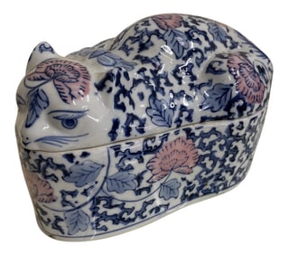 1970s Asian Chinoiserie Cat Catchall Box