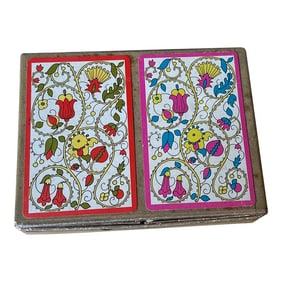 Vintage Colorful Floral Boho Double Set of Congress Playing Cards