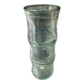 1970s Green Glass Bamboo Vintage Vase