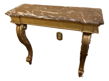 Italian 19th Century French Giltwood Marble Top Console Table