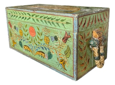 Hand-Painted Folk Art Storage Box by W. Graham, Ossipee, Ma (1948)