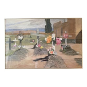1990s "Graveyard At Taos" Framed Pastel On Paper