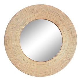Round Koa Rattan Wrapped Mirror