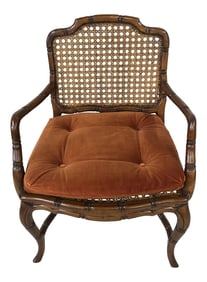 Mid 20th Century Cane Seat and Back Faux Bamboo Chair