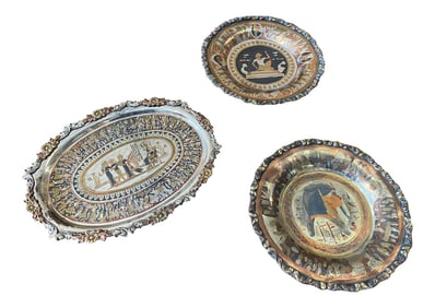 Vintage Egyptian Metal Plates - Set of 3