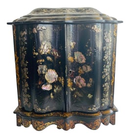 Antique English Papier Mache Cabinet With Writing Slope