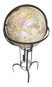 Mid-Century Modern Metal Globe on Stand
