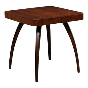 Jindrich Halabala Designed Square-Shaped Wooden Side Table W/Spider Legs, 1930s