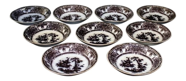 9 Podmore & Walker Dessert/Sauce Bowls - Corean Flow Black/Mulberry