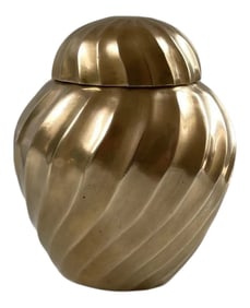 Vintage Mini Brass Swirl Ginger Jar W/Lid