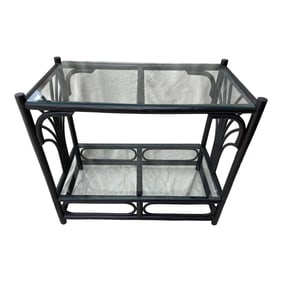 Vintage Mid-Century Modern Ficks & Reed Black Bamboo 2 Tier Open Etagere